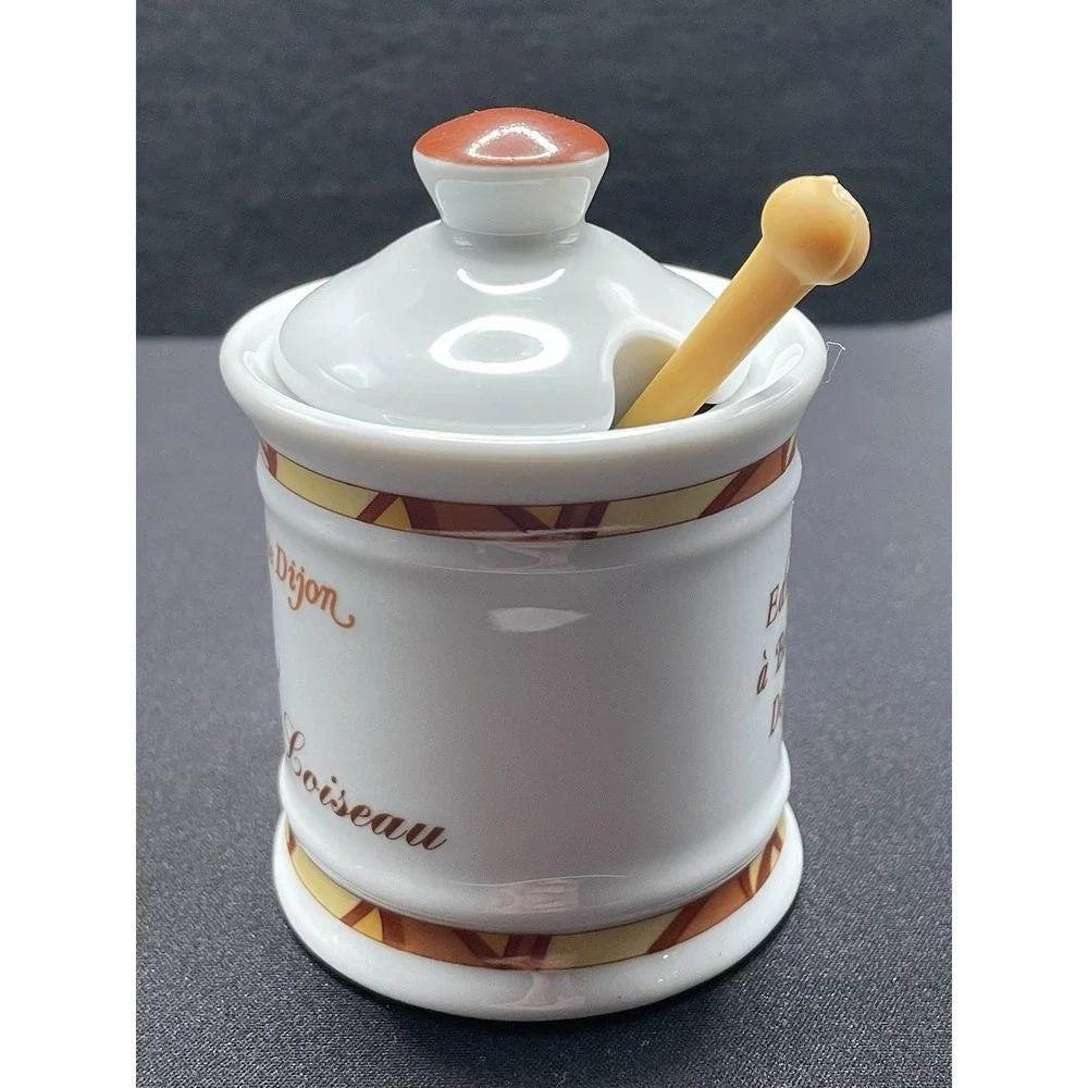 Vintage 1973‎ Bernard Loiseau Mustard Pot Jar. Made France by Edmond Fallot.